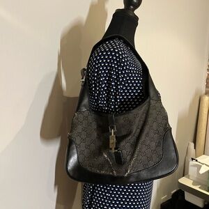 Gucci Jackie navy and Black GG Monogram Hobo Bag